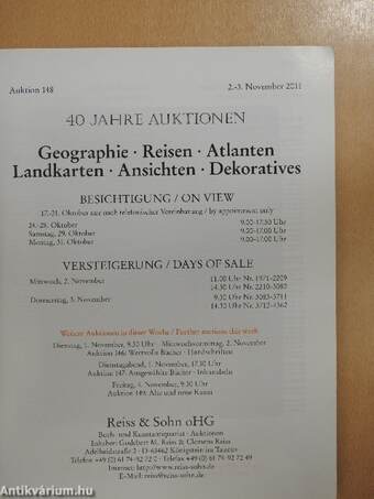 40 Jahre Auktionen 1971-2011/Auktion 148, 2.-3. November 2011