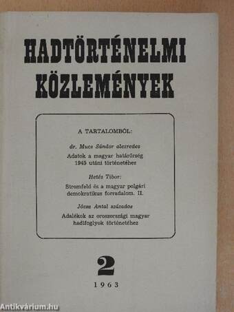 Hadtörténelmi Közlemények 1963/2.