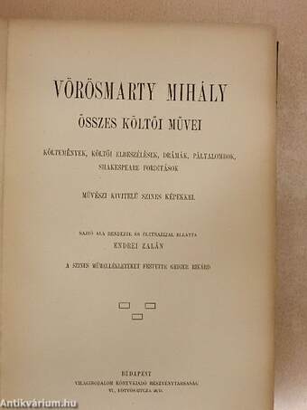 Vörösmarty Mihály összes költői művei