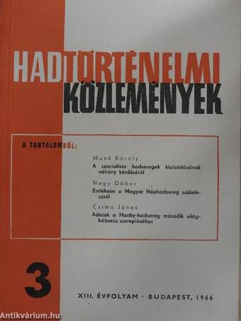 Hadtörténelmi Közlemények 1966/3.