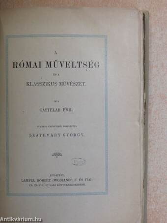 A római müveltség és a klasszikus müvészet