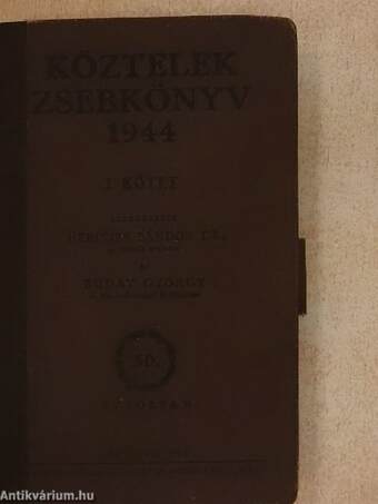 Köztelek Zsebkönyv 1944. I.