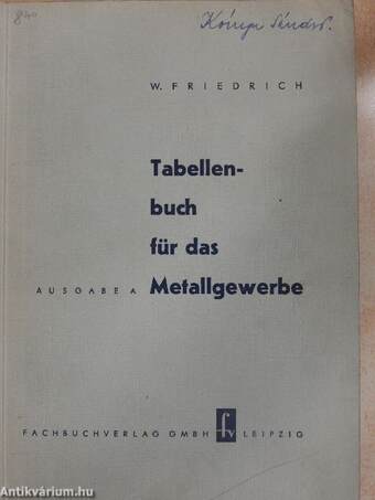 Tabellenbuch für das Metallgewerbe