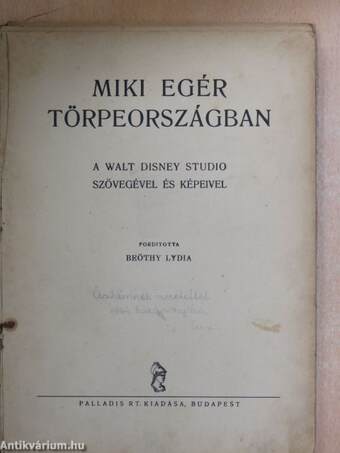 Miki egér törpeországban (rossz állapotú)