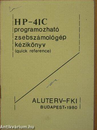 HP-41C programozható zsebszámológép kézikönyv