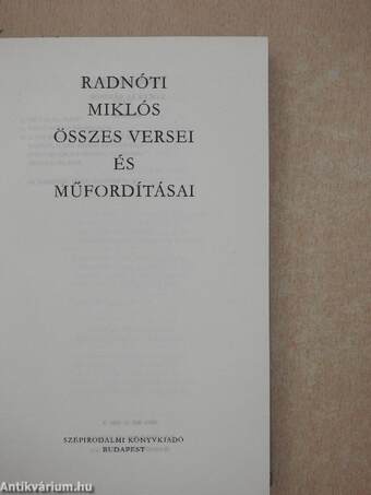 Radnóti Miklós összes versei és műfordításai