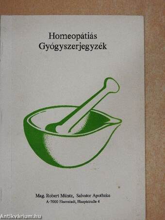 Homeopátiás Gyógyszerjegyzék