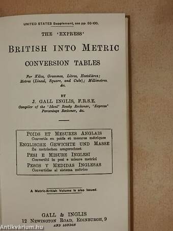 The 'Express' British into Metric Conversion Tables