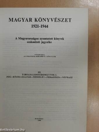 Magyar könyvészet 1921-1944 III.