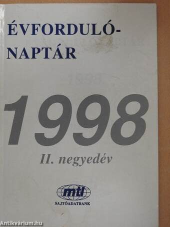 Évfordulónaptár 1998. II. negyedév