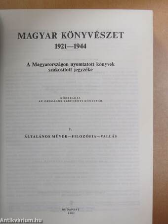 Magyar könyvészet 1921-1944 I.