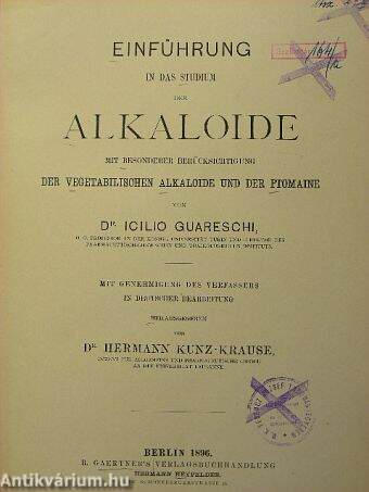 Einführung in das studium der Alkaloide