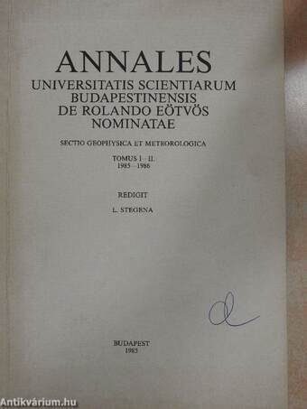 Annales Universitatis Scientiarum Budapestinensis de Rolando Eötvös nominatae I-II.