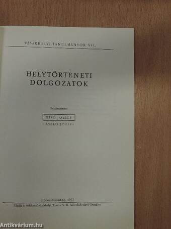 Helytörténeti dolgozatok