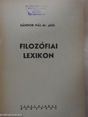 Filozófiai lexikon I. (töredék)