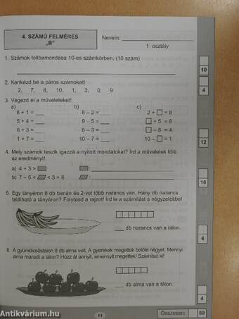 Felmérések az 1-2. osztályos matematikához