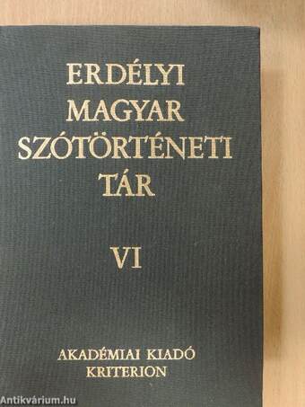 Erdélyi magyar szótörténeti tár VI.