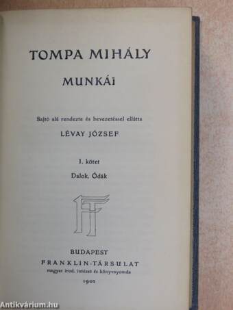 Tompa Mihály munkái I-IV.