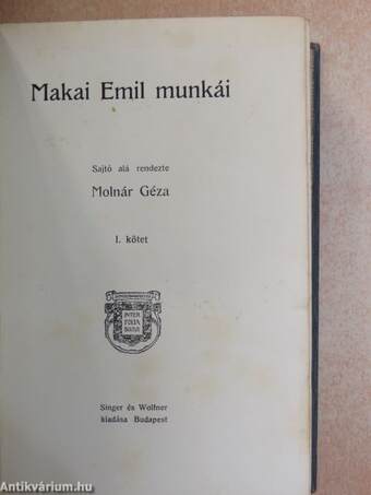 Makai Emil munkái I-II.