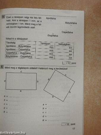 Felmérő feladatsorok - matematika 4. osztály