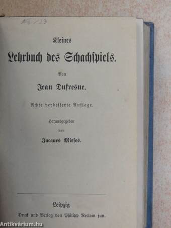 Kleines Lehrbuch des Schachspiels (gótbetűs)