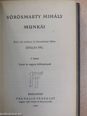 Vörösmarty Mihály munkái I-VI.