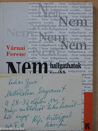 Nem hallgathatok tovább (dedikált példány)