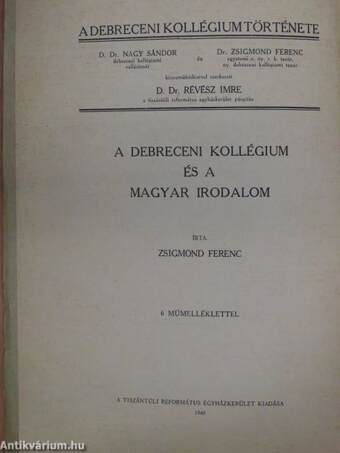 A debreceni Kollégium és a magyar irodalom