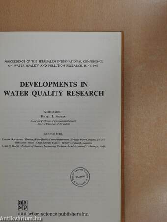 Developments in Water Quality Research