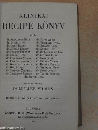 Klinikai recipe könyv