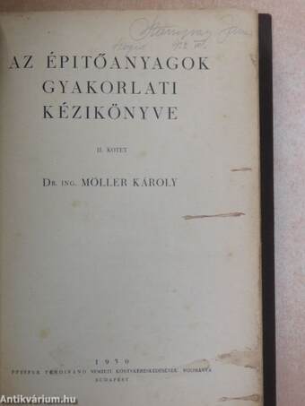 Az épitőanyagok gyakorlati kézikönyve II. (töredék)