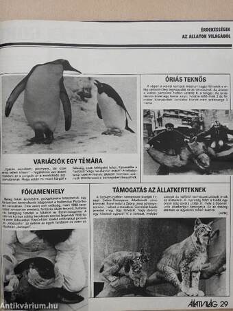 Állatvilág 1988. január-június/Új Állatvilág 1988. ősz-tél, 1989. tavasz-ősz