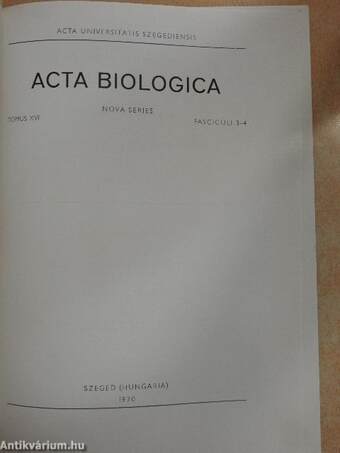 Acta Biologica Tomus XVI. Fasciculi 3-4.