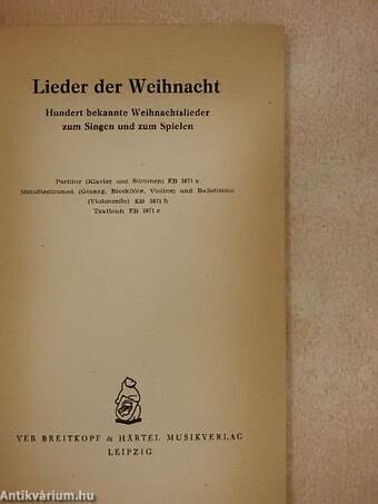 Lieder der Weihnacht - Textbuch