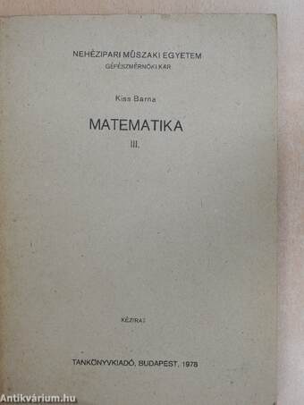 Matematika III.