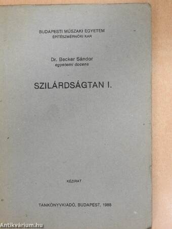 Szilárdságtan I.