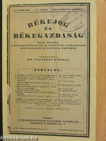 Békejog és békegazdaság 1922. február-március