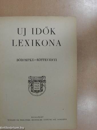 Uj idők lexikona 5-8. (töredék)