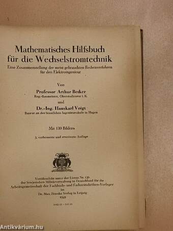 Mathematisches Hilfsbuch für die Wechselstromtechnik