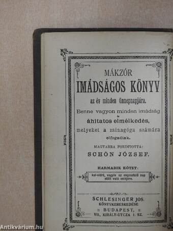 Mákzór imádságos könyv az év minden ünnepnapjára III.