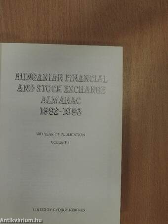 Hungarian Financial and Stock Exchange Almanac 1992-1993 1-2.