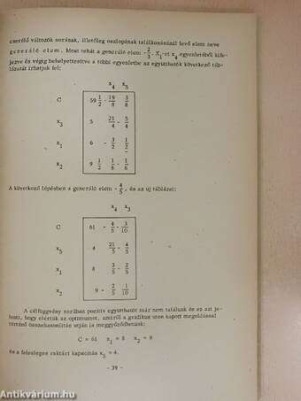 Az optimálás egyes matematikai módszereinek alkalmazása termelési feladatoknál