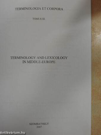 Terminology and Lexicology in Middle-Europe