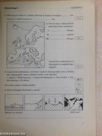 Földrajzi feladatlapok az általános iskola 7. osztálya számára