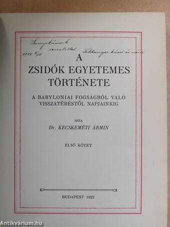 A zsidók egyetemes története I-II.