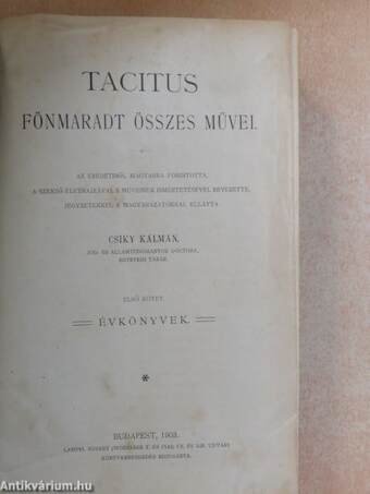 Tacitus fönmaradt összes művei I-II.