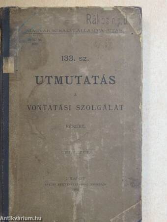 133. sz. utmutatás a vontatási szolgálat részére