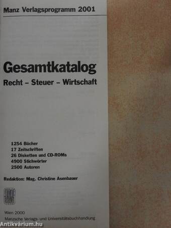 Manz Verlagsprogramm 2001 Gesamtkatalog