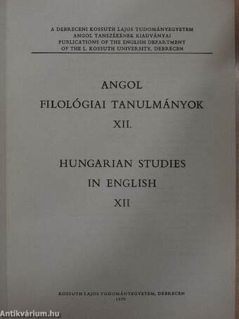 Angol filológiai tanulmányok XII.