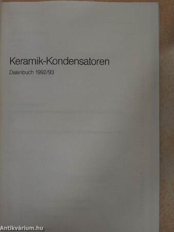 Keramik Kondensatoren Datenbuch 1992/93